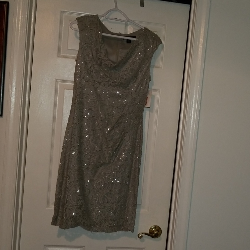 Grey/Silver Sequence Lace Dress